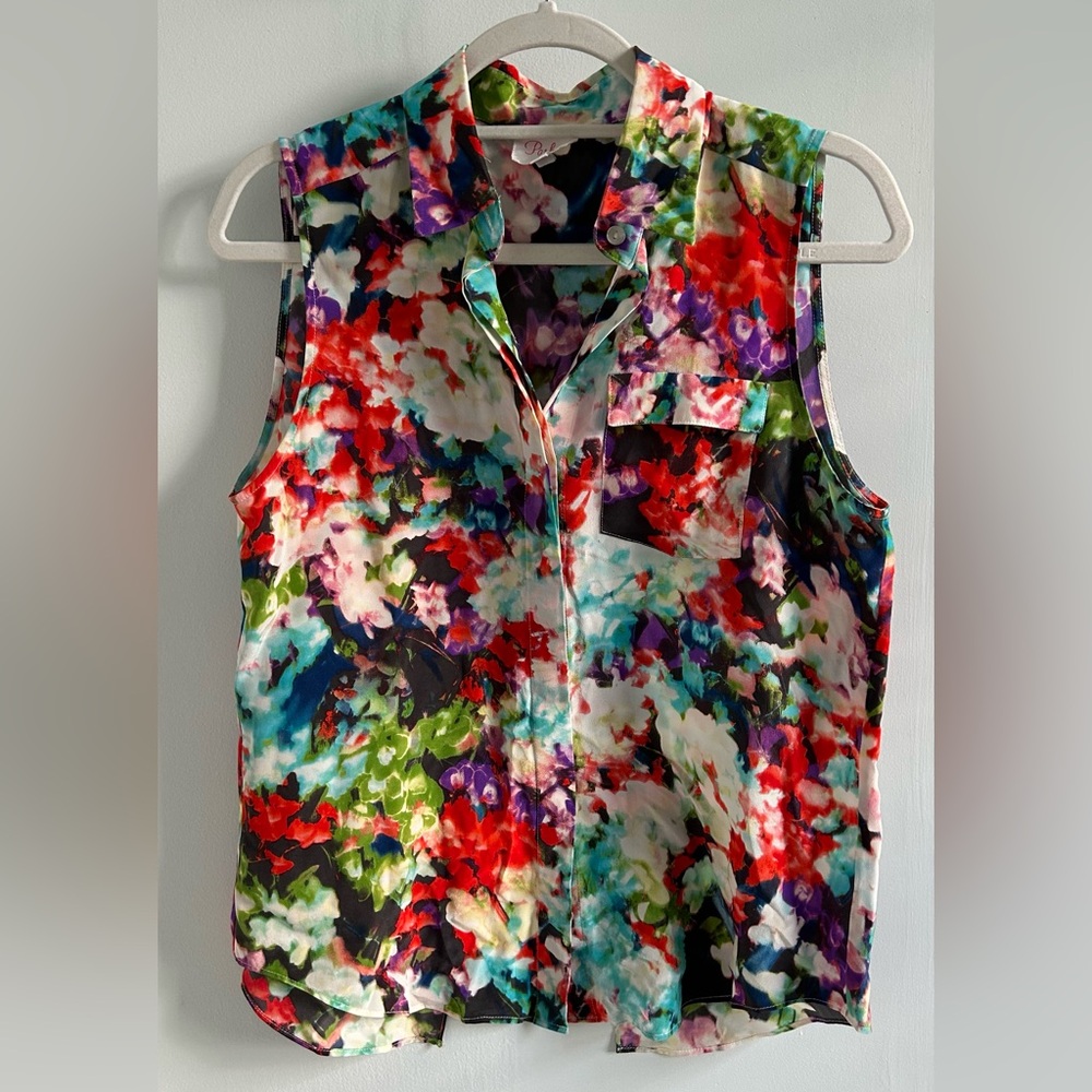 Parker Floral Silk Button Up Blouse